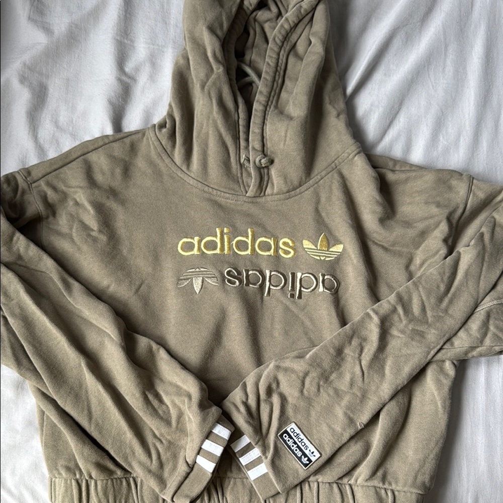 Adidas olive cropped Hoodie